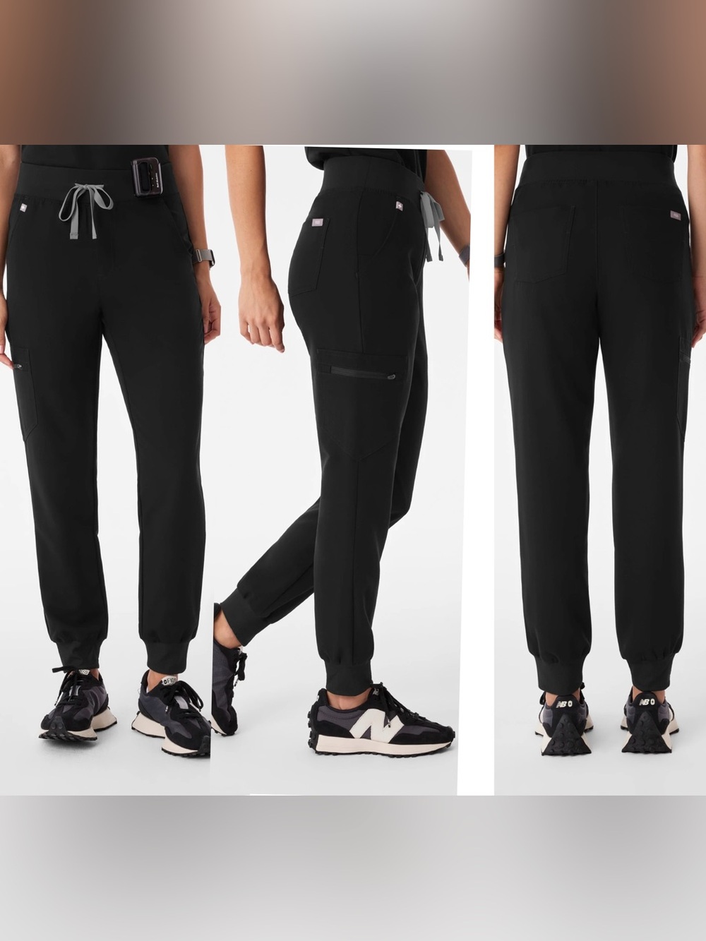 NEW FIGS Zamora High-Rise Jogger Scrub Pant Yoga Waistband Black Size XXS Petite